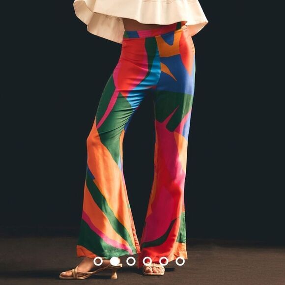 NWT Farm Rio Colorful Leaves Flared Pants - Picture 1 of 10